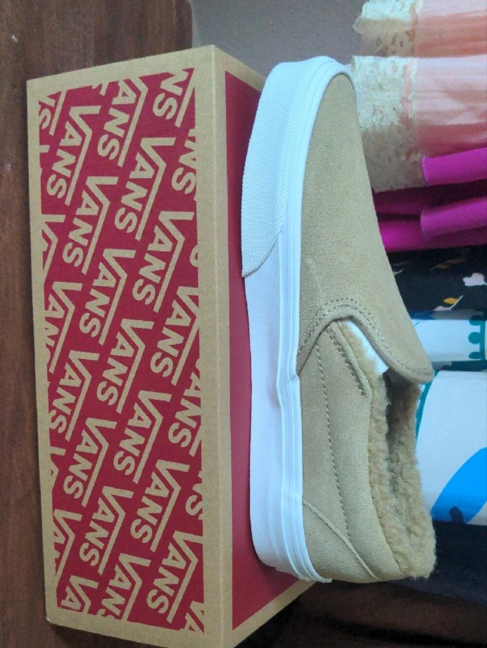 Vans Slip-On in Tan and White
